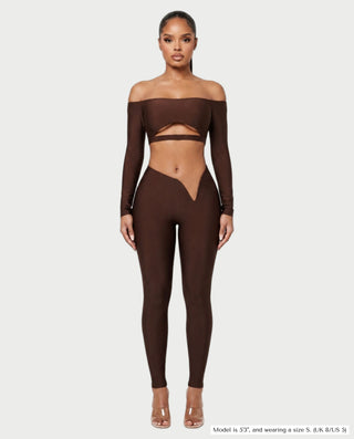 BERLINA Off-Shoulder Crop Top & V-Waist Leggings Set