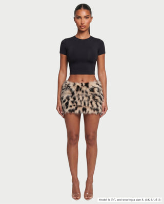 AYANA Plush Faux Fur Mini Skirt