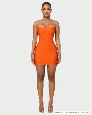 YUMI Strapless Sweetheart Chevron Bandage Bodycon Mini Dress