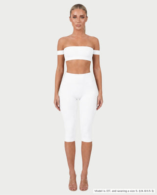 KAYLEE Off-Shoulder Bandeau Top & Capri Leggings Set