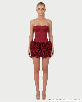 WILYA Tube Top Corset & Floral Mini Skirt Set
