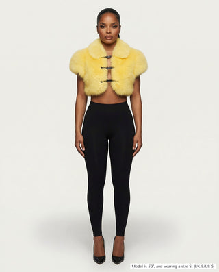 QUELLA Faux-Fur Buckle-Front Cropped Vest