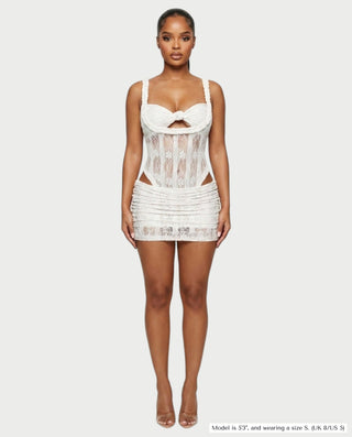 MARCELA Lace Bustier Top & Mini Skirt Set