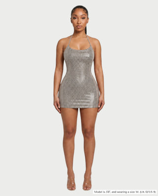HONEY Crystal Strappy Figure-Hugging Mini Dress