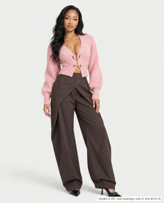 AZZIL Fuzzy Knit Cardigan with Gold Clasp Front