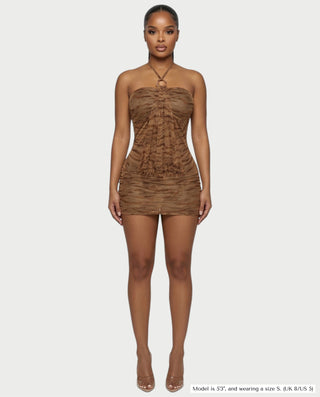 Vestido midi con flecos y escote pronunciado de LIRRA