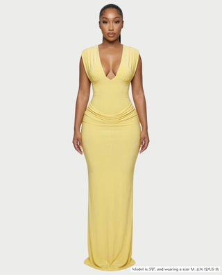 Vestido midi con flecos y escote pronunciado de LIRRA