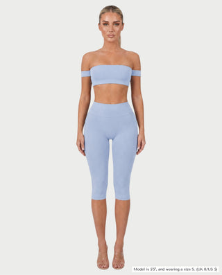 KAYLEE Off-Shoulder Bandeau Top & Capri Leggings Set