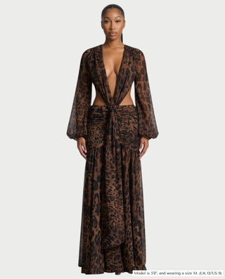 Vestido midi con flecos y escote pronunciado de LIRRA