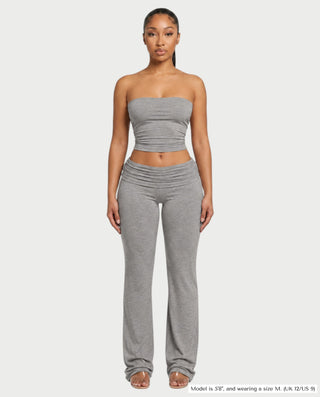 SHERYA Strapless Tube Top & Foldover Flare Pants Set