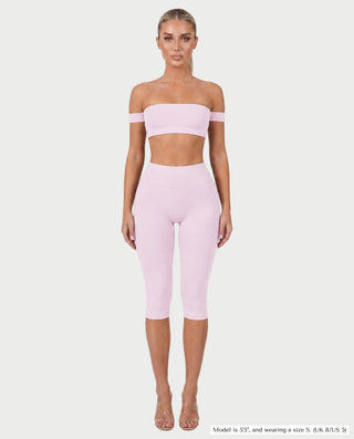 KAYLEE Off-Shoulder Bandeau Top & Capri Leggings Set