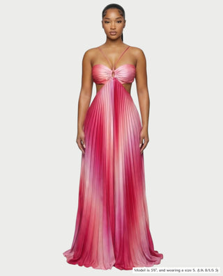 Vestido largo plisado con degradado LIVIANA