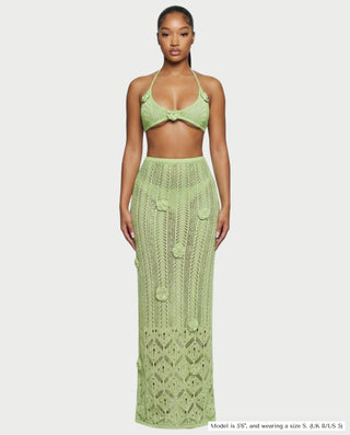 Vestido midi con flecos y escote pronunciado de LIRRA