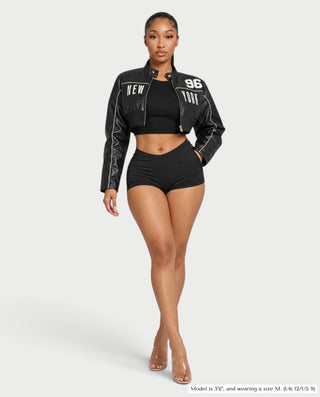 MARTA Cropped Faux Leather Jacket