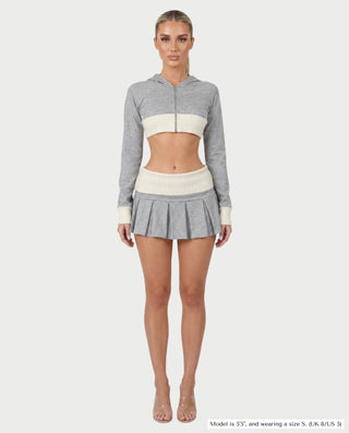 DULCE Cropped Zip-Up Hoodie & Pleated Mini Skirt Set