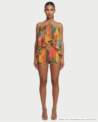 SEFAYA Backless Flowy Top & Shorts Set