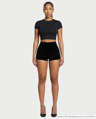 AZAIRA High-Waist Velvet Bodycon Shorts