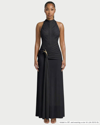 ANIYA Halter Draped A Line Maxi Dress