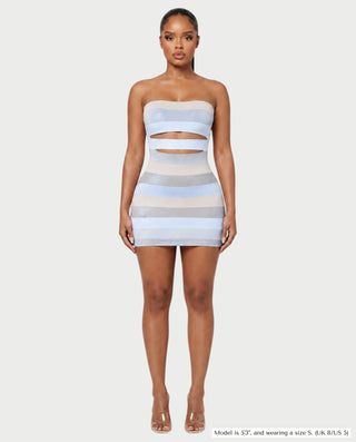 AILA Bandeau Waist-Cutout Bandage Mini Dress