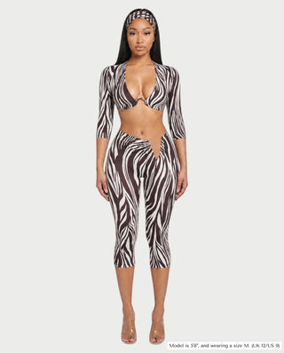 FRENA Printed Crop Top, Capri Pants & Headband Set