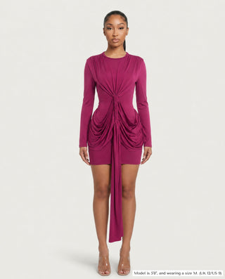 Vestido mini de manga larga con nudo delantero de ORIYA