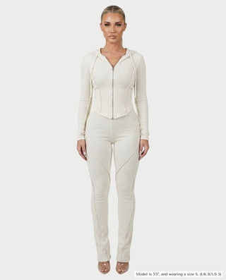 Conjunto de pantalón y sudadera con capucha y cremallera frontal EDNA