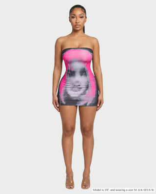 ARACELLA Strapless Abstract Print Bodycon Tube Mini Dress