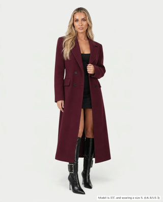 ANVINA Double-Breasted Notched Lapel Longline Trench Coat