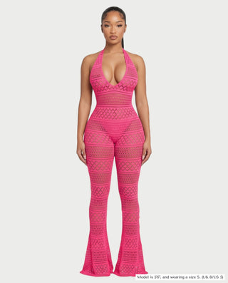 SARI Patterned Flare Jumpsuit