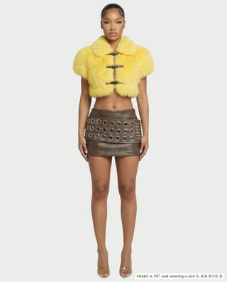 BLYTHE Grommet-Studded Faux Leather Mini Skirt