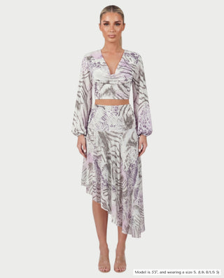 KISSES Animal Print Asymmetric Skirt Set