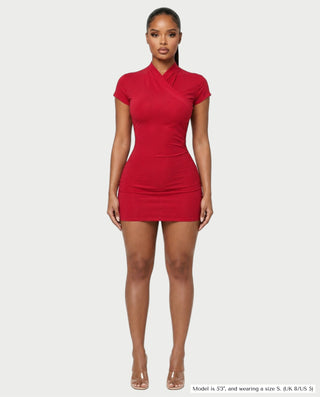 MAZEYA Crossover Neck Backless Bodycon Mini Dress