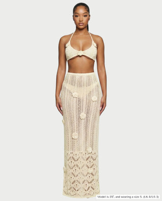 Vestido midi con flecos y escote pronunciado de LIRRA