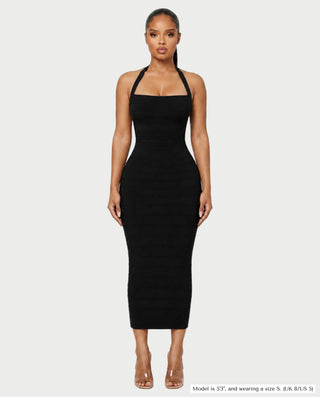 NIROBI Square Neck Halter Bandage Midi Dress