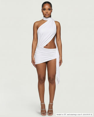 ZOLYN Halter Cut-Out Draped Mini Dress