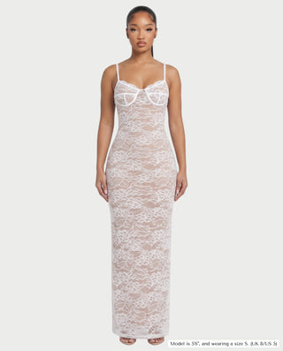 SITTIE Sweetheart Neckline Lace Bustier Fitted Maxi Dress