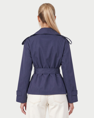 LURIA Wide Lapel Belted Short Trench Coat