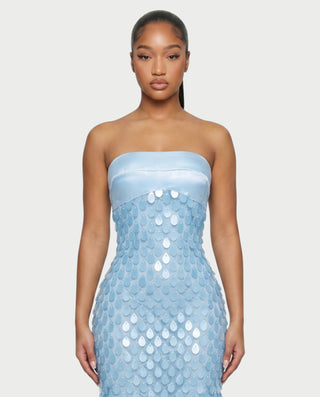 ABEL Teardrop Sequin Lace Overlay Maxi Dress