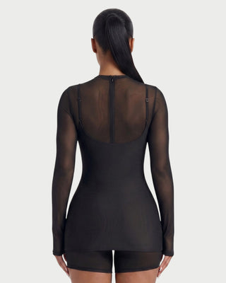 ROLINA Sheer Mesh Overlay Romper & Mini Dress Set