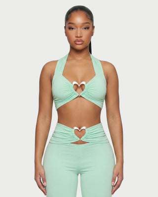 NAYELI Conjunto de top y pantalón con hebilla en forma de corazón