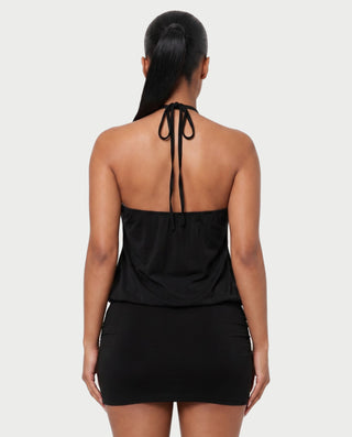 ANABELLA Ring Halter Blouson Bodycon Mini Dress