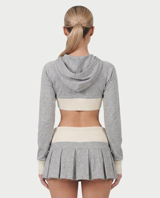DULCE Cropped Zip-Up Hoodie & Pleated Mini Skirt Set