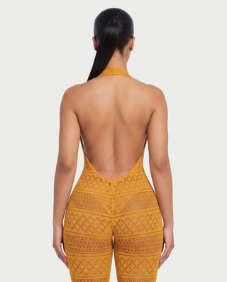 SARI Patterned Flare Jumpsuit