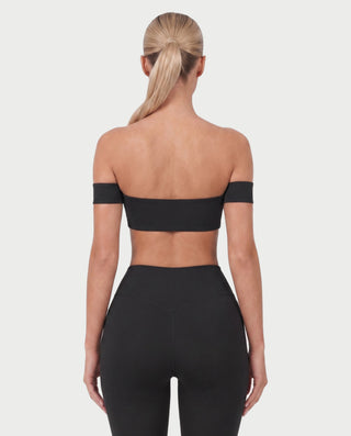 KAYLEE Off-Shoulder Bandeau Top & Capri Leggings Set