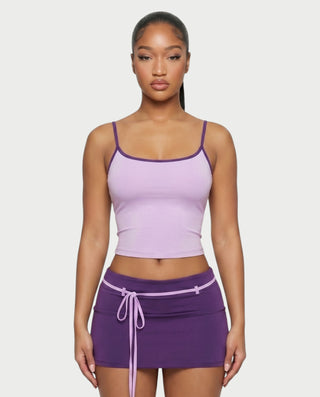 ZELINA Contrast Trim Cami Top & Mini Skirt Set