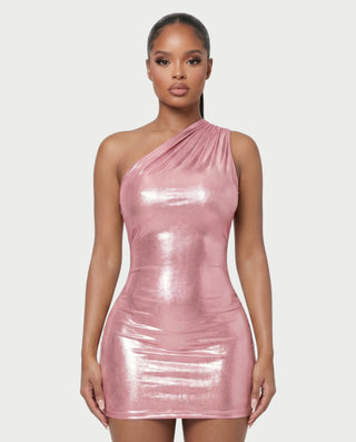 OPAL One-Shoulder Metallic Mini Dress