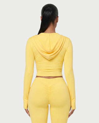 ELIZARA Hooded Zip-Up Crop Top & Capri Pants Set