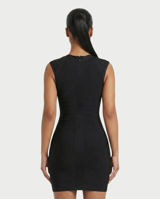 JULIETTE Deep V-Neck Cap Sleeve Bandage Mini Dress