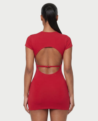 MAZEYA Crossover Neck Backless Bodycon Mini Dress