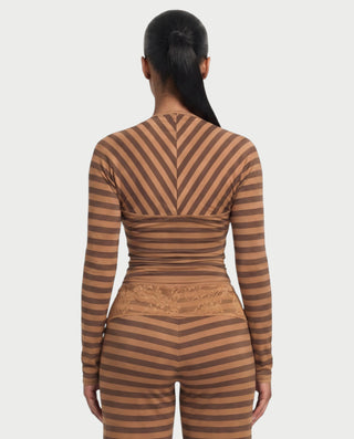 MAINE Striped Layered Halter Top & Wide-Leg Pants Three-Piece Set